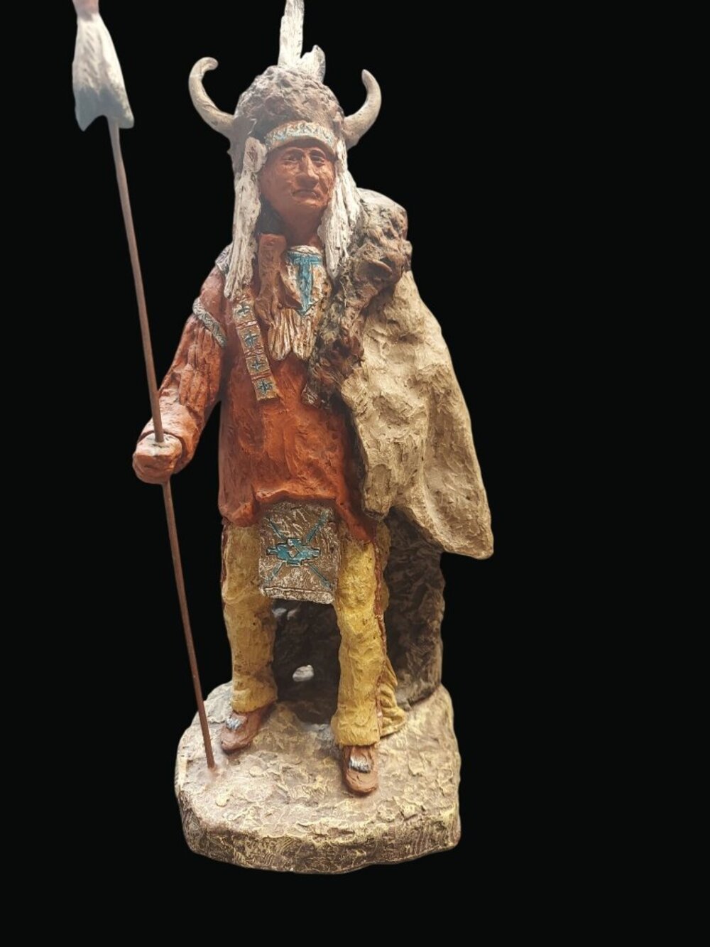 Native American Warrior Statue Figurine By Master Editions 10" Tall Hand-Painted